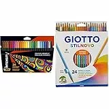 BIC Intensity, Color Up, Pennarelli Colorati Punta Media (0.8mm), per Libri da Colorare, Disegno e Appunti, Cancelleria Scuola & Giotto Stilnovo Astuccio Da 24 Matite A Pastello Colorate