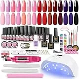 PEACECOLOR Kit Semipermanente Unghie 15pz Smalti in Gel 36W Unghia Lampada LED+U V con Elettrico Unghia File Soak off U V Poly Gel Base Top Opaco Coat Gel e gli Strumenti per Unghie Ricostruzione