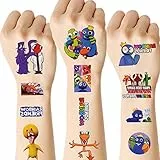 AOOWU Tatuaggi Temporanei Bambini, 6 Fogli Tattoo Animato Tatuaggi per Ragazze Ragazzi, Tattoo Temporanei Adesivi per Bambini Regali, Tatuaggio Impermeabili Gaget Feste di Compleanno