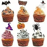 FEPITO 120 pezzi decorazione di Halloween topper di Halloween stuzzicadenti bandiere marcatori per Halloween festa decorazione