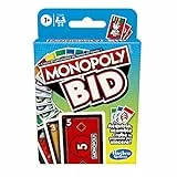 Hasbro Monopoly Bid Game, Gioco di Carte Rapido per 4 Giocatori, Gioco per Famiglie e Bambini dai 7 Anni in su, Multicolore, 1 Pacco