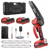 Mini Motosega a Batteria 8 Pollici, Bamse Motosega Elettrica Brushless con 2 Batteries 2.0Ah, 2 Catene, 10m/s Velocità della Catena Sega a Batteria per Rami d'albero, Cortile, Casa e Giardino