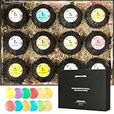 Set di 12 Bombe da Bagno Donna (12 Bombe XL) con Ingredienti Biologici, Naturali e Vegan – Bombe Bagno Donna con Oli Essenziali Rilassanti – Confezione Regalo per San Valentino – Bombe da Bagno Vasca