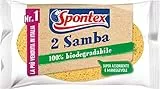 Spontex Samba x2, Spugna in cellulosa, pratica e maneggevole, 100% biodegradabile all'origine