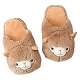 通用 PINGESILU Simpatiche pantofole in peluche di alpaca pelose per pantofole da casa in alpaca per adulti divertenti da donna (36/39, Cammello, numeric_36)