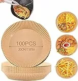 100 Pezzi Carta Forno per Friggitrice ad Aria, 20cm/7.9in' Resistente All'acqua e All'olio Per Alte Temperature