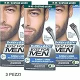3 X JUST FOR MEN BARBA E BAFFI COLORE TINTURA PERMANENTE CON PENNELLO SENZA AMMONIACA CASTANO SCURO M 45 GEL COLORANTE