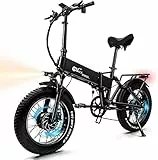 20'' Bici Elettrica Pieghevole da Doppio Motore (Elevata Accelerazione e Coppia), Ebike Elettrica da Batteria Al Litio 17Ah 48V 90KM, Freno Idraulico E Sospensione Completa, Adatto per Montagna