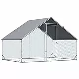 PawHut Pollaio Ovaiole per Esterni con Telaio Zincato e Rete Esagonale, Recinto con Copertura in Tessuto Impermeabile per Polli, Anatre e Conigli, 3x2x2m