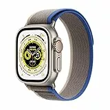 Apple Watch Ultra (GPS + Cellular, Cassa 49mm) Smartwatch con robusta cassa in titanio e Trail Loop blu/grigio - M/L. Fitness tracker, GPS di precisione, tasto Azione, batteria a lunghissima durata