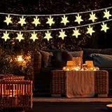 AUAUY Luci Stringa Stella, 6M 40 LED Catena Luminosa a Batteria Luci Stringa Natalizie Decorazione, per Natale Matrimonio Compleanno Festa Fecorazione Interna ed Esterna (Bianco Caldo)