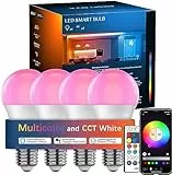 HaoDeng Lampadine intelligenti, Lampadine LED cambia colore abilitate Wi-Fi e Bluetooth, Equivalente a 80 W, Illuminazione domestica intelligente dimmerabile A19, Funziona con Alexa Google Assistant