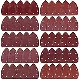 AUSTOR 50 Pezzi Carte Abrasivi Verata per Mouse Triangoli Carta Vetrata Fogli Abrasivi Triangoli 40/60/80/100/120/180/240/320/400/800 Grana per Levigatura