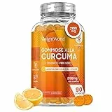 Curcuma e Piperina Plus 2100mg - Gommose Vegan di Curcuma, Pepe Nero e Zenzero 3 Mesi - Caramelle Alternativa alla Curcuma Capsule
