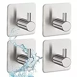 Phantasy® Ganci Adesivi Ganci 4 Pezzi, Gancio Appendiabiti da Parete Portasciugamani in Acciaio Inox da Parete Autoadesivo per Bagno e Cucina, Argento