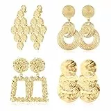 Diamday 9 Paia Orecchini Pendenti a Clip da Donna in oro Orecchini a Clip Geometrici Rettangolari a Foglia di Metallo, Orecchini Rettangolari Orecchini Pendenti non Forati