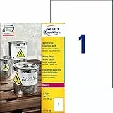 Avery L4775-100 Etichette Ultra Resistenti Poliestere, Certificate Ghs, 100 ff, 210 x 297 mm, Bianco, 100 Pezzi