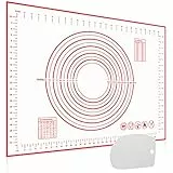 Spianatoia per Impastare Silicone 70x50 cm, Tappetino Silicone per Impastare Grande Spianatoia Silicone con Taglia Antiaderente Tappetino Silicone Pasticceria con Misure per Pasta, Pizza, Pasticcino