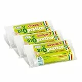 Virosac - Biopratico - Sacchetti per rifiuti biodegradabili 42x45, con maniglie estraibili, 10 pezzi per rotolo, kit da 3 rotoli
