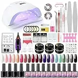 Coscelia Kit Semipermanente Unghie,20pz Smalti Semipermanenti con 80W Lampada UV/LED per Unghie,Fresa per Unghie Set per Manicure