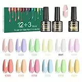 Tormay Kit Smalto Semipermanente per Unghie, 15pz Smalti per Unghie in Gel UV LED con Base e Top Coat, Matt Coat, Smalto Gel Unghie Colorati er Manicure fai Da Te e Uso in Salone(8ML)