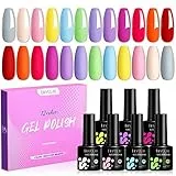 LILY'CUTE Smalto Semipermanente Pastello Smalti Semipermanenti per Unghie Rosso Smalto Gel Unghie UV 12 Colori Semipermanente Unghie Blu Nudo Smalto Gel Unghie Manicure Regalo er Primavera Estate 7ml