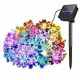 DIWUJI Solare Catene luminose per esterni, Luci a stringa solari Giardino 7M 50 LED Fiore Impermeabile Luci fatate Festival Luce per Festa Nozze Terrazza Natale Decorazione (Multicolore)