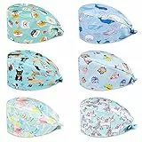 Comius Sharp 6 Pezzi Cappello Scrub Turbante Cappello, Regolabile Cappelli da Lavoro con Fascia Sudore, Cappello Copricapo Stampati Cappellino Robin Uomini e Donne (B)
