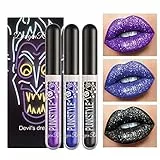 leryveo Set Rossetto Liquido, Glitter Lip Gloss Set Halloween Diamond Rossetti liquidi - Shinning Set di lucidalabbra colorato Impermeabile a Lunga Durata per Il Trucco di Halloween delle Donne