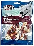 Trixie 31347 Denta Fun Mini Duck Chewing Rolls - Mini rotoli da masticare di anatra, cibo per cani, 6 cm, 120 g