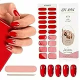 Kalolary 20PCS Strisce per smalto gel per unghie, Rosso Adesivi per smalto per unghie Full Wraps Lampada UV / LED Adesivi per unghie in gel curati con Lima per unghie e Stick (Rosso)