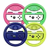 COODIO Volante Switch, Volante da Corsa Joy Con, Steering Wheel per Mario Kart 8 Deluxe / Nintendo Switch & Modello OLED, Verde Neon / Rosa Neon / Blu / Giallo Neon (4 Pezzi)