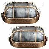 2 Pacchi Paratia ovale lampada da parete all'interno o all'esterno di luce impermeabile marino nautical lampada industriale Lampada da Parete Esterna in Ottone Illuminazione Per Esterni e Interni