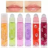 Roll On Lip Gloss, Glitter, Frutta Sapore , Lucidalabbra Profumate al Gusto Chiaro, Rossetto Liquido Lucido e Idratante per Labbra a Lunga Tenuta (6 Bastoncini)
