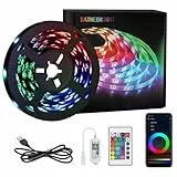 5M Striscia LED RGB, Strisce LED 5050 SMD, 20 Colori Dimmerabili, Striscia Luminosa Autoadesiva con Telecomando a 24 Pulsanti, 12V Striscia LED Flessibile per Decorazioni Interne, Feste, Natale
