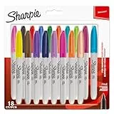 Sharpie Pennarelli Indelebili, Punta Fine, Divertenti Colori Assortiti, Confezione da 18