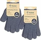 Yiclick Guanti esfolianti a 2 paia, esfolianti per il corpo per doccia esfoliante, esfoliante per il corpo per rimuovere la pelle morta, guanto esfoliante spugna luffa per uomo e donna