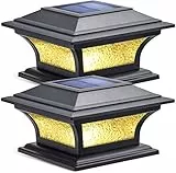 Siedinlar Luci Postali Solari Lampade Solari da Giardino 2 Modalità Luci LED Bicchiere Impermeabile per Giardino Recinto Mazzo 4x4 5x5 6x6 Pollici Pali di legno 2 Pezzi