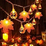 Lecone Luci a Stringa di Foglie di Acero di Zucca, 3 m 20 LED Catena Luminosa a Batteria, Impermeabile, Ghirlanda Decorazione per Halloween Feste Interni Esterni Natale