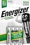 ENERGIZER BATTERIE RICARICABILI ENR UNIVERSAL NH12 AAA 500 BP4 PRECAR BR, argento, Micro LR03 (E301375700)