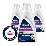BISSELL Detergente Multi Superficie Pacchetto Valore | Pulitore per Macchie per Pavimenti in Legno, Piastrelle, Laminato e Tappeti | 3 x 1 L | Per CrossWave, SpinWave e HydroWave | Trasparente | 2885