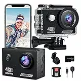 Yolansin Action Cam 4K 30FPS con 32GB MicroSD, Pre-registrazione 20MP Camera Grandangolo 170° Fotocamera, Subacquea 40M Impermeabile Videocamera,Telecomando2.4G, 2 Batterie Casco Kit Accessor
