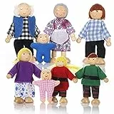 Casa delle bambole con 8 personaggi della famiglia delle bambole per casa delle bambole con maglie mobili, per casa delle bambole in legno