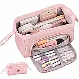 Astuccio Sciphylia Astuccio Grande per Bambini Astucci con Manico Astuccio Portapenne Materiale Scolastico Stazionario Borsa dei Trucchi Organizzatore da Scrivania per Ragazzi Ragazze Studenti Rosa