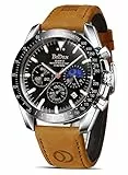 HANPOSH Orologio Uomo Cronografo Orologio Analogico Quarzo Moda Casual Orologio 30M Impermeabile Orologio da Polso Elegante Orologio in acciaio Data Luminosi Cool Orologio da Uomo
