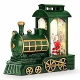 Lanterna di Natale del Treno, Bestcool Lanterna d'acqua illuminata a batteria Lanterna di Babbo Natale con glitter Lanterna a forma di globo di neve a LED per la decorazione casa di Natale regalo