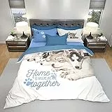 HOMEMANIA Parure Copripiumino Dogs - Animali, Matrimoniale - con Copripiumino, Federa - per Letto - Multicolore in Cotone, 250 x 200 cm