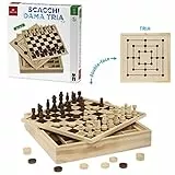 Dal Negro 53908 - Scacchi Dama Tria, Legno Naturale, 2 o piu'giocatori