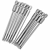 Saipor Set di 10 punte esagonali da 100 mm, extra lunghe, magnetiche a croce e testa a taglio, 1/4 pollici, set di cacciaviti elettrici