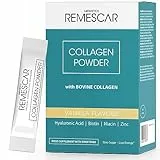 Remescar Collagene in Polvere Gusto Vaniglia 30 Bustine - Peptidi di Collagene Marino con Acido Ialuronico, Biotina, Vitamina C, Zinco per il Mantenimento di Capelli e Pelle